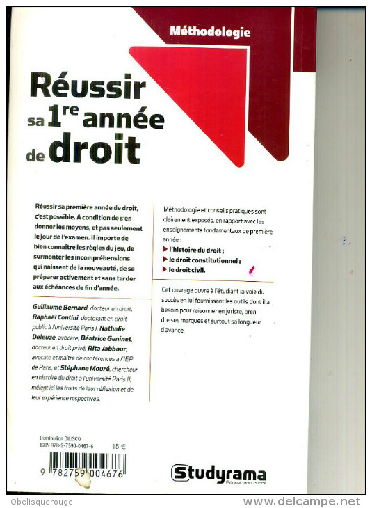 REUSSIR SA PREMIERE ANNEE DE DROIT  2008  240 PAGES  STUDIRAMA - Rechts