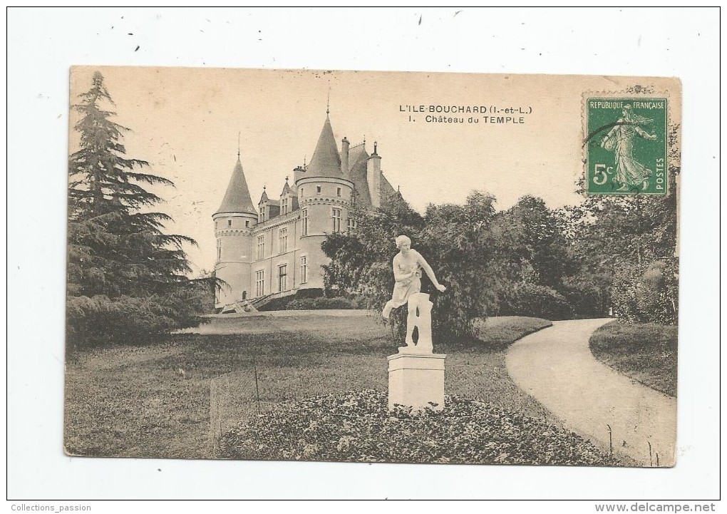 Cp , 37 , L'Île Bouchard , Château Du Temple , Voyagée 1912 - L'Île-Bouchard