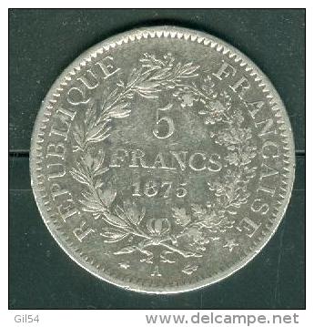 Piece Argent Silver , 5 Francs Type Hercule , Année 1875   - Pia10602 - Autres & Non Classés