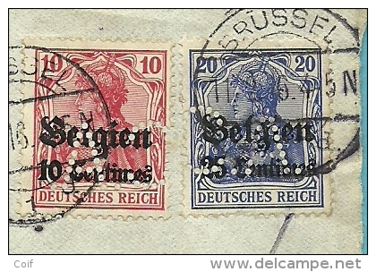 BZ3+4 Op Brief Aangetekend Met Stempel BRUSSEL, Firmaperforatie (perfin) "C.A." Van Credit Anversois, Naar HUY + Gepruft - 1909-34