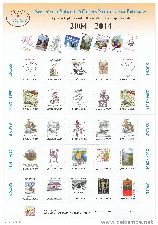 Czech Rep. / My Own Stamps (2014) 0204-0228: ERRORS - Sheet! 10 Years Collectors Society Postal Stationery (SSCNP) SCF - Variétés Et Curiosités