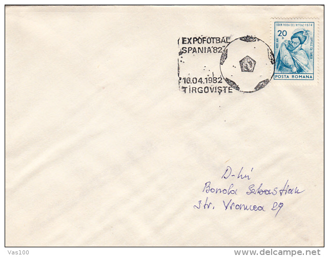 SOCCER PHILATELIC EXHIBITION, SPECIAL POSTMARK ON COVER, 1982, ROMANIA - Brieven En Documenten