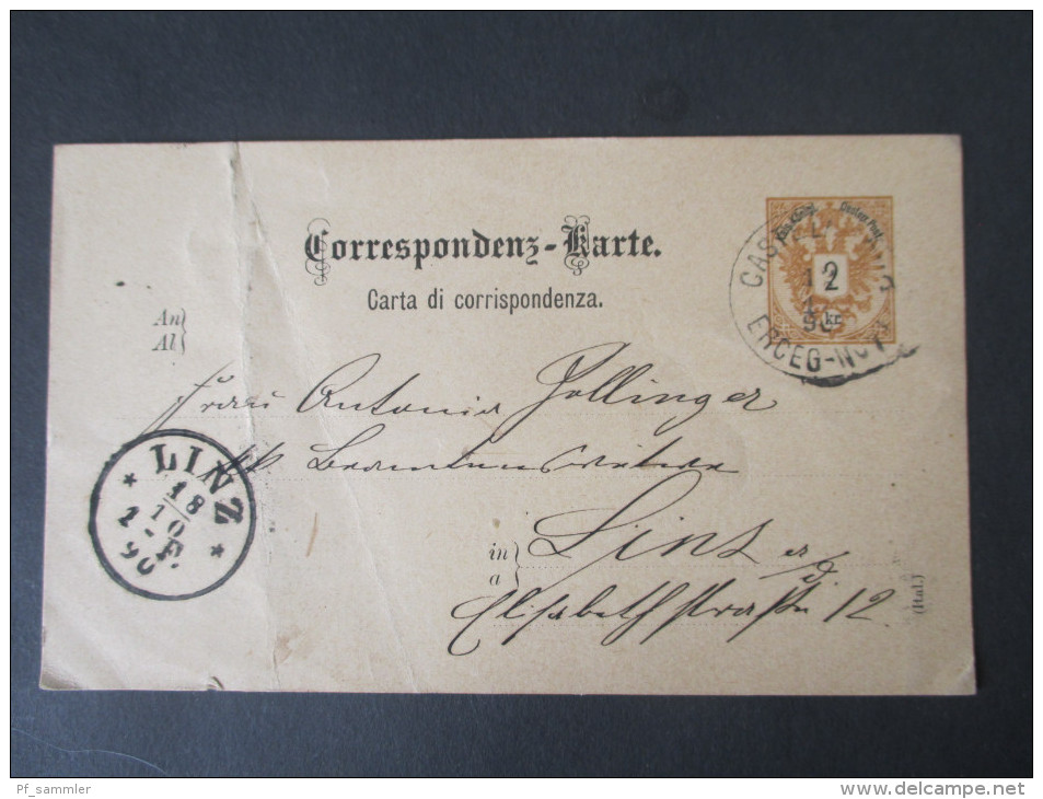 Österreich Ganzsachen Ausgabe 1883 Fingerhut Stempel Usw. 12 Stück! Wohlgeboren, Korrespondenz An Eine Frau In Linz - Autres & Non Classés