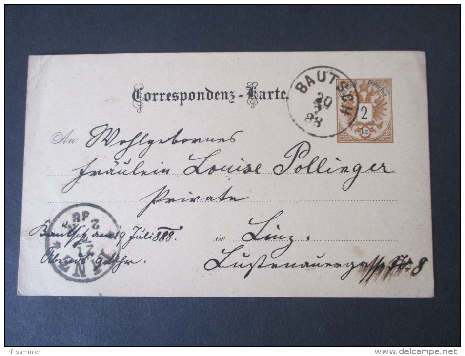 Österreich Ganzsachen Ausgabe 1883 Fingerhut Stempel usw. 12 Stück! Wohlgeboren, Korrespondenz an eine Frau in Linz