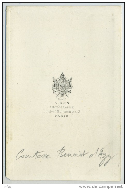 CDV 1860-70 A. Ken à Paris. La Comtesse Benoist D'Azy. Femme élégante. Mode. - Other & Unclassified
