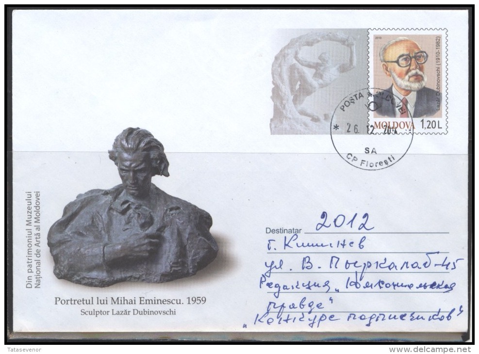 MOLDOVA Stamped Postal Stationery Bedarfsbrief MD Cover 062 Postal History Personalities Art Sculpture Judaica - Moldova