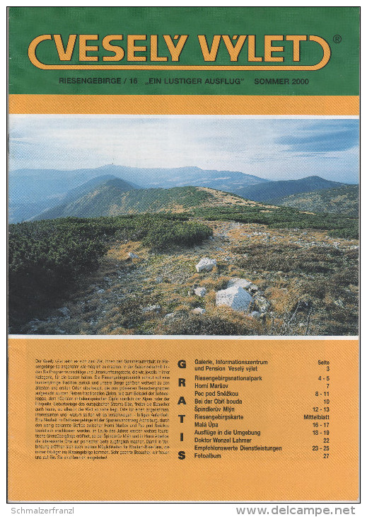 Zeitschrift Vesely Vylet Ein Lustiger Ausflug Riesengebirge Nr. 16 Sommer 2000 Saisonzeitschrift Dunkelthal Petzer Aupa - Tsjechië