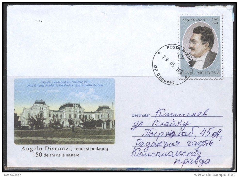 MOLDOVA Stamped Postal Stationery Bedarfsbrief MD Cover 076 Postal History Personalities Music Singer Opera - Moldavia