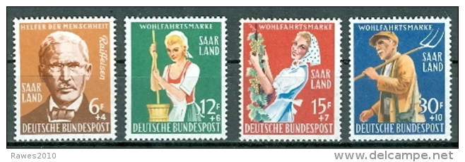 Saarland Mi. 441 - 444 Postfr. Landwirtschaft Sennerin Winzerin Bauer Raiffeisen - Neufs