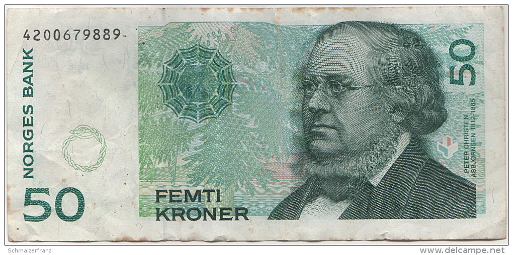 Banknote Geldschein NORGE Norwegen Norway 50 Femti Kroner Kronen 1996 4200679889 Norges Bank Asbjornsen - Norvegia