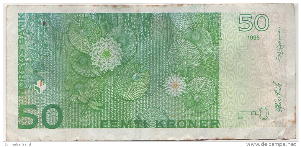 Banknote Geldschein NORGE Norwegen Norway 50 Femti Kroner Kronen 1996 4200679889 Norges Bank Asbjornsen - Norvège