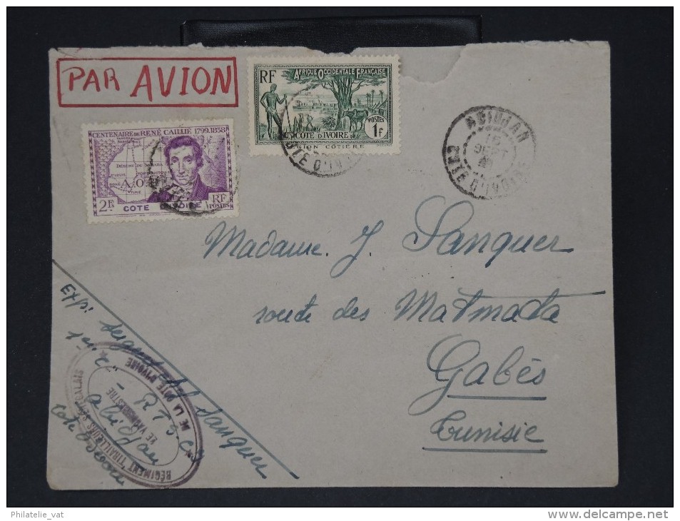 FRANCE - COTE D´IVOIRE - Lettre Période 2eme Guerre Mondial - Archives Vers La Tunisie - A Voir - Lot  5203 - Brieven En Documenten