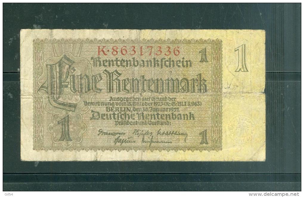 Billet 1 Rentenmarck   -  K.86317336   Laubil1813 - 1 Rentenmark