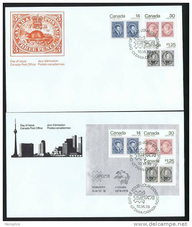 1978  CAPEX   Stamps And Souvenir Sheet  Sc 754-6, 756a   Set Of 2 FDCs - 1971-1980