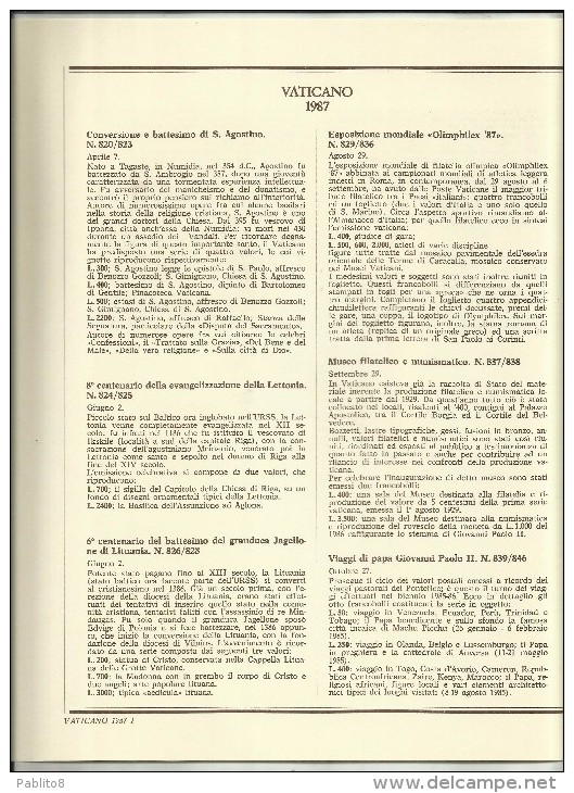 VATICANO VATIKAN VATICAN YEAR ANNATA NUOVA 1987 MNH COMPRESI I FOGLI MARINI - Volledige Jaargang