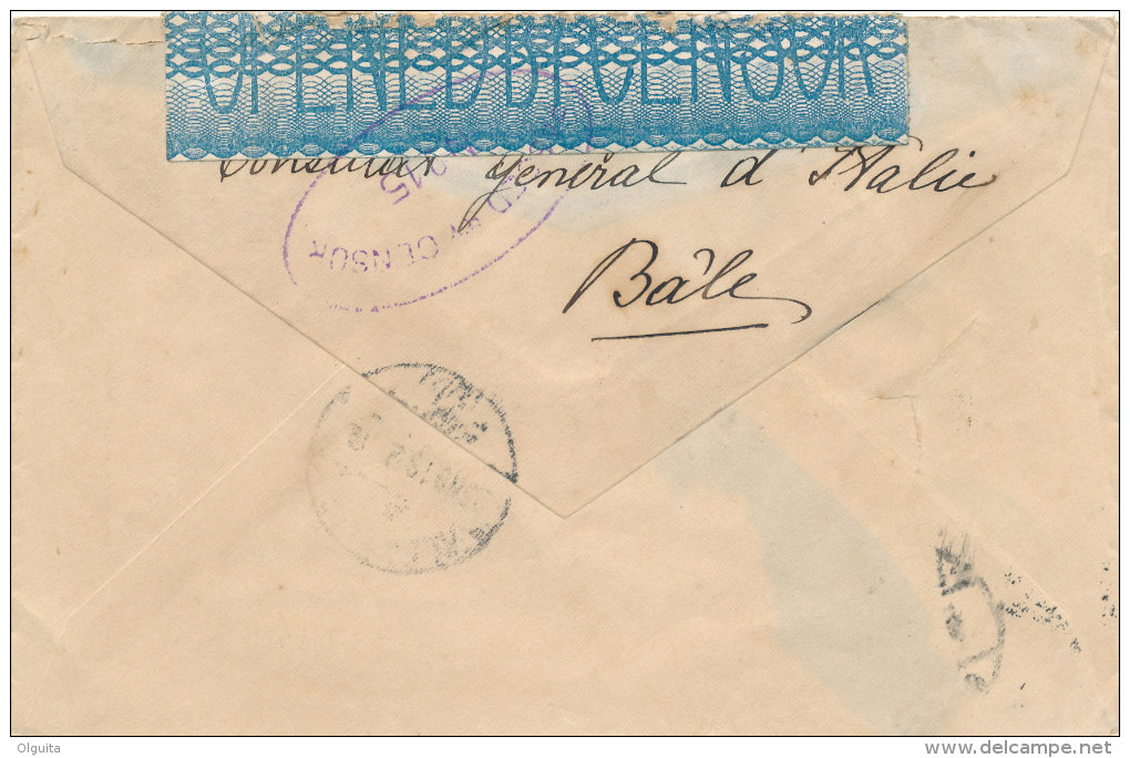 EGYPTE EGYPT WWI CENSORSHIP - Swiss Cover BASEL 1918 To ALEXANDRIA - Censor 15 Type 3  -- EB 019 - 1915-1921 Protectorat Britannique