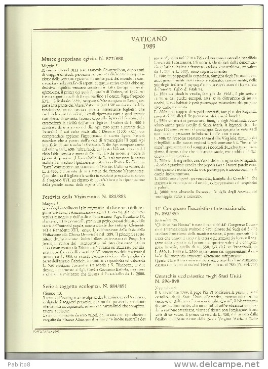 VATICANO VATIKAN VATICAN YEAR ANNATA NUOVA 1989 MNH COMPRESI I FOGLI MARINI - Volledige Jaargang