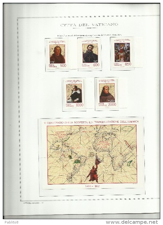 VATICANO VATIKAN VATICAN YEAR ANNATA NUOVA 1992 MNH COMPRESI I FOGLI MARINI - Années Complètes