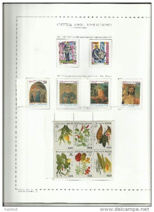 VATICANO VATIKAN VATICAN YEAR ANNATA NUOVA 1992 MNH COMPRESI I FOGLI MARINI - Années Complètes