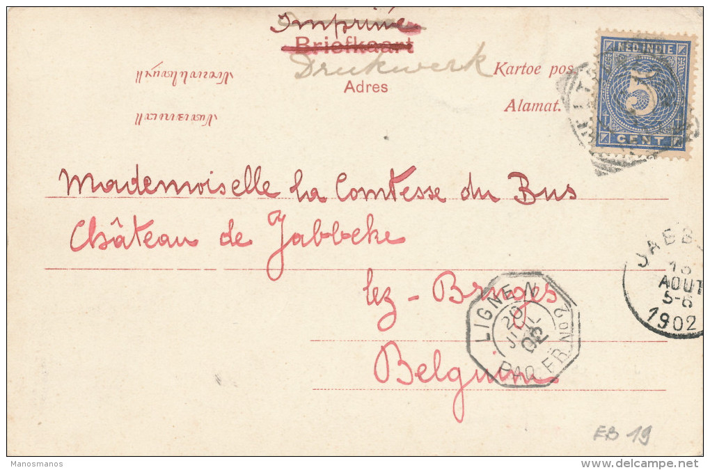 EB31 - NETHERLANDS INDIES 2 Maritime Cards 1893/1902 - French Ships LIGNE N Cancels - Nederlands-Indië