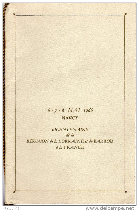 Bicentenaire De La Réunion De La Lorraine Et Du Barrois à La France - Lettres & Documents