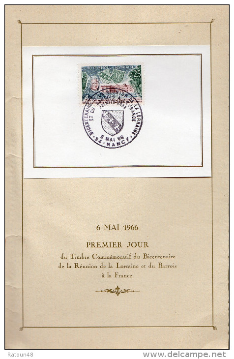 Bicentenaire De La Réunion De La Lorraine Et Du Barrois à La France - Storia Postale