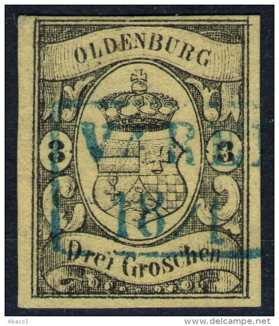 Varel 18/1  Auf 3 Groschen Gelb - Oldenburg Nr. 8 - Kabinett - Geprüft - Oldenbourg