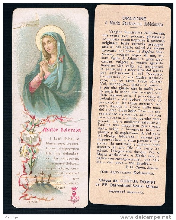 S182-Santino Mater Dolorosa Formato Segnalibro Lega N.35 Holy Cards - Religione & Esoterismo