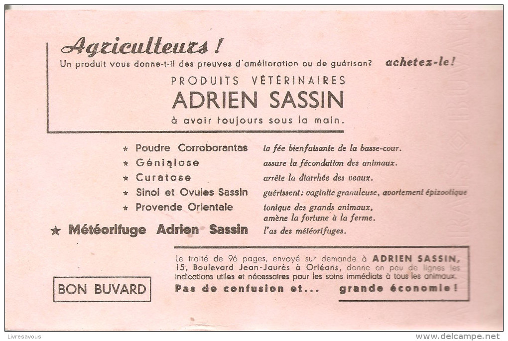 Buvard Adrien SASSIN Produits Vétérinaires à Avoir Toujours Sous La Main - Agricoltura