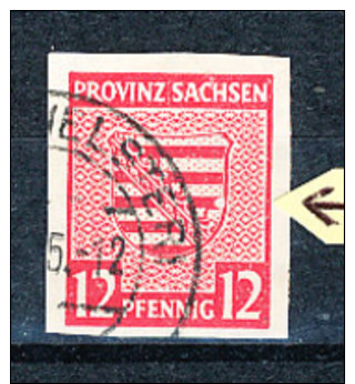 SBZ. Provinz Sachsen Michel Nr. 66 X IV Oberrandstück H In SACHSEN Beschädigt (Michel Euro 7,50) ++ Postfrisch - Autres & Non Classés