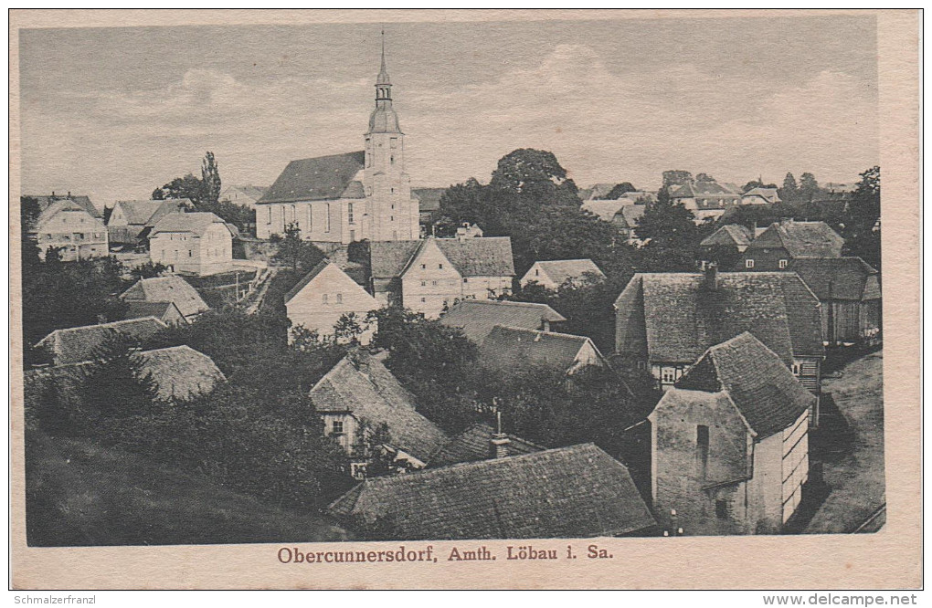 AK Obercunnersdorf Ortsansicht Kirche Bei Löbau Herrnhut Kottmar Ebersbach Eibau Neugersdorf Oberlausitz - Grossschweidnitz