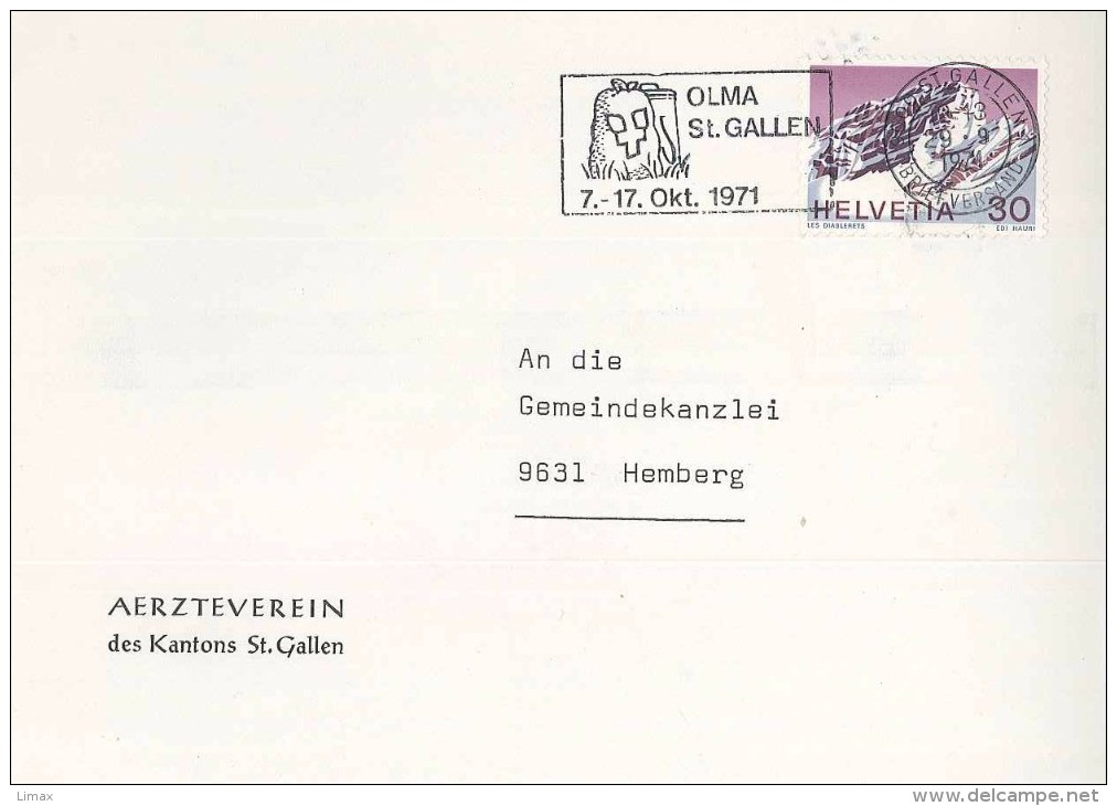 9000 St. Gallen Briefstück Olma Berge  Les Diablerets 30Rp ANK 964 - Cartas & Documentos