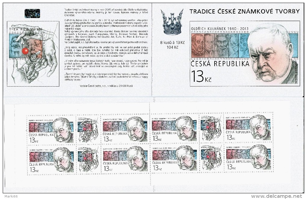 Czech Republic - 2015 - Tradition Of Czech Stamp Design - Oldrich Kulhanek - Mint Stamp Booklet With Hologram - Nuevos