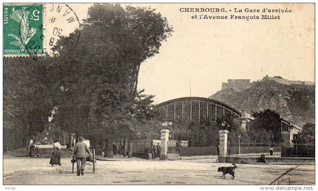 Cherbourg:  La Gare D´arrivée Et L´Avenue Francois Millet - Cherbourg