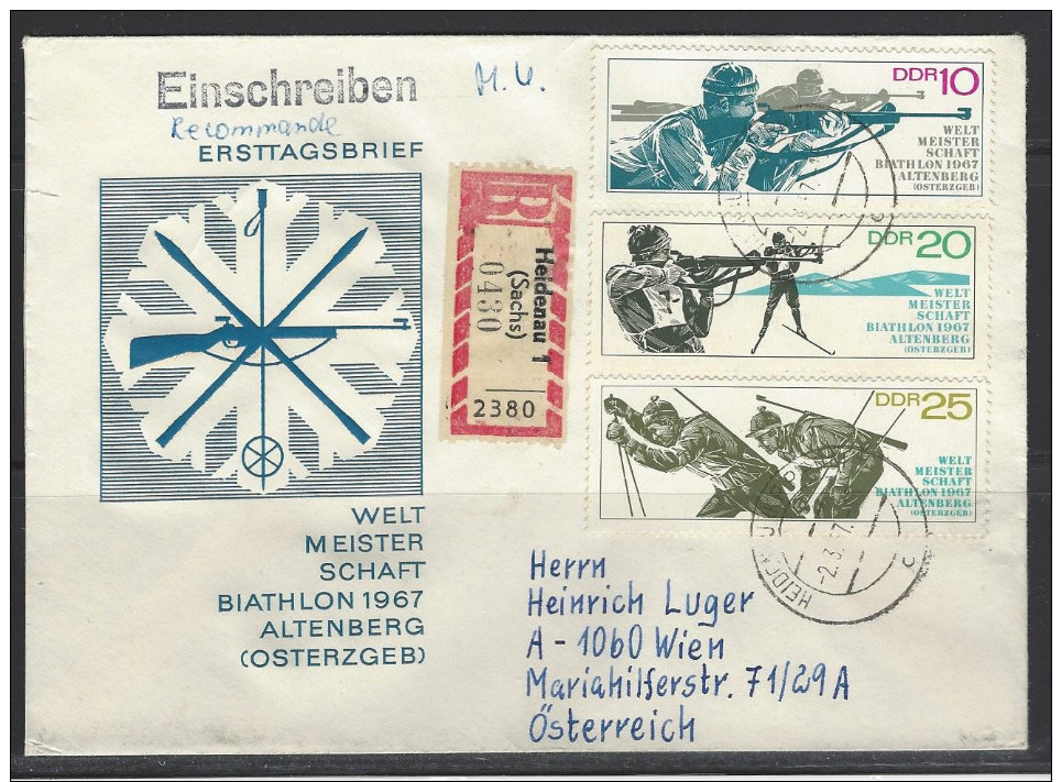 DDR  RECO - Beleg Mi-Nr. 1251 - 1253 Biathlon-Weltmeisterschaften Altenberg - Sonstige & Ohne Zuordnung