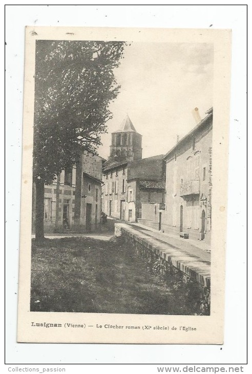 Cp , 86 , LUSIGNAN , Le Clocher Roman , XI E Siècle , De L'église , Vierge - Lusignan