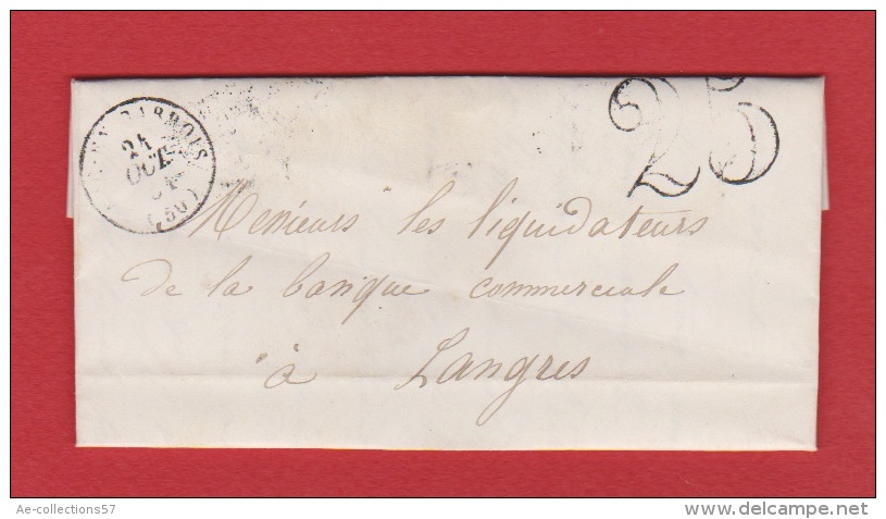 Lettre  // De Arc En Barrois  //  Pour Langres //24 Octobre 1851 - 1849-1876: Klassik