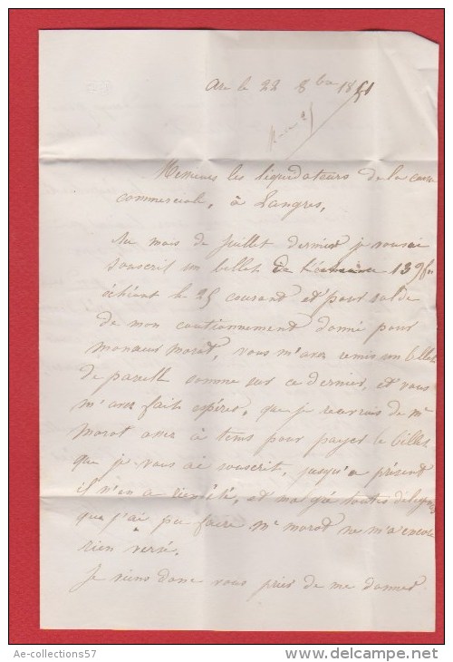 Lettre  // De Arc En Barrois  //  Pour Langres //24 Octobre 1851 - 1849-1876: Klassik