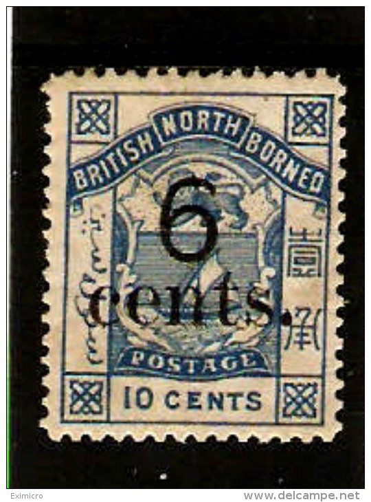 NORTH BORNEO 1891 - 92 6c On 10c  SG 56 MOUNTED MINT Cat £60 - North Borneo (...-1963)