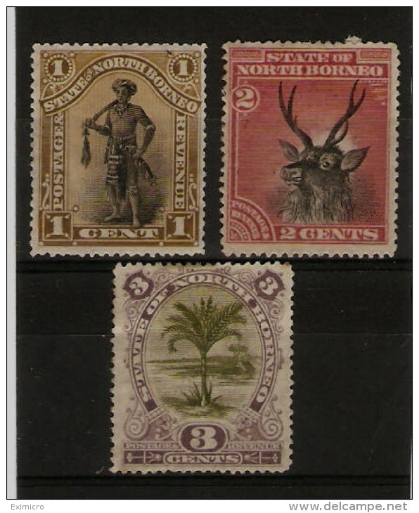 NORTH BORNEO 1894 1c, 2c, 3c SG 66, 69, 70 MOUNTED MINT Cat £9.50 - Noord Borneo (...-1963)