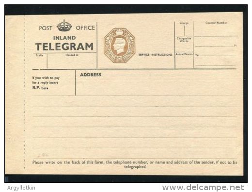 GREAT BRITAIN KING GEORGE 6th TELEGRAM FORMS ONE SHILLING - Ohne Zuordnung