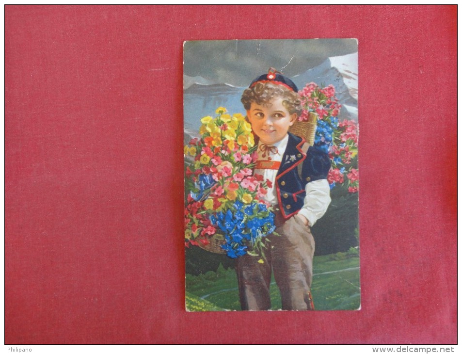 Young Boy With Flowers  Mailed From Yugosavia---------       ----------ref 1759 - Europa