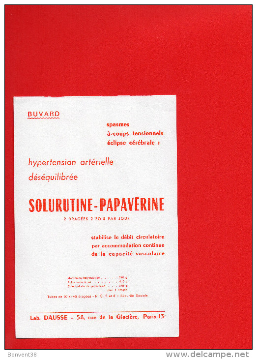 BUVARD - SOLURUTINE PAPAVERINE - Labo. DAUSSE - Hypertension Artérielle Déséquilibrée - Produits Pharmaceutiques