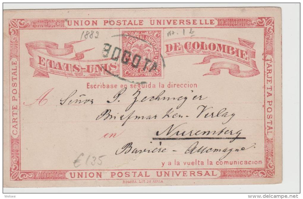 Col085/  KOLUMBIEN - P 1b 1882, Nach Bayern, Bogota Stempel Im Oval - Kolumbien