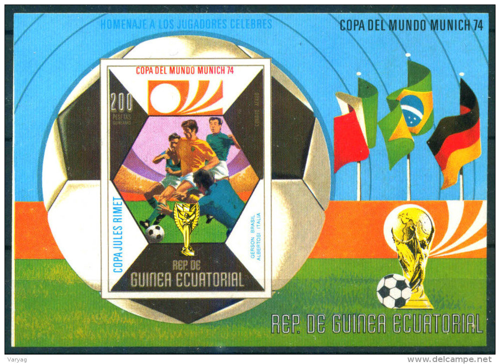 Guinea Equatorial 1973 Football Soccer Germany 1974 Gerson Albertosi Bl.  S/S MNH - Äquatorial-Guinea