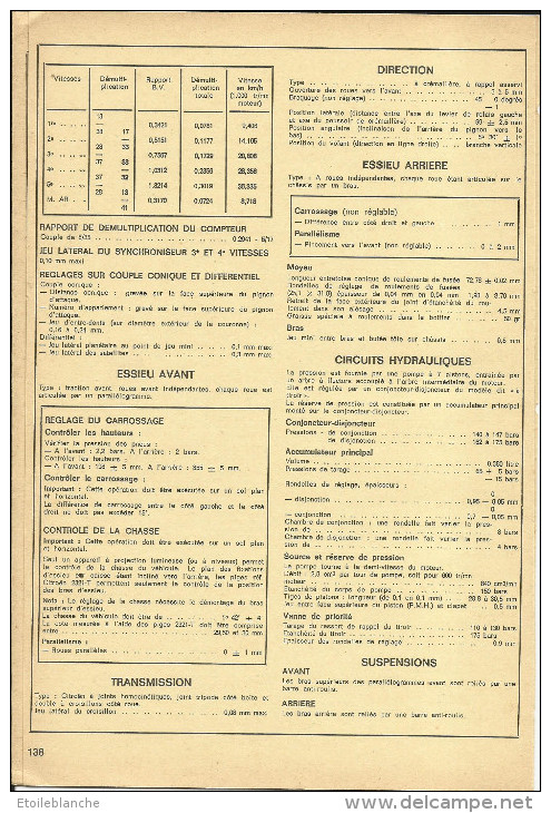 Voiture SM Citroen (Paris 15e) - Fiche Technique L'expert Automobile 1972 - 3 Volets - Materiaal En Toebehoren