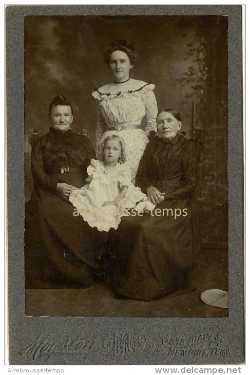 Photo Cabinet Vers 1880 -portrait  En Famille-grands-mères, Mère Et Jolie Fillette-par Moyston à Memphis Tennessee USA - Anciennes (Av. 1900)