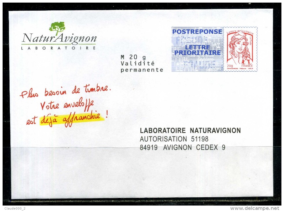 PAP Ciappa   " NaturAvignon LABORATOIRE "   Port Payé Par 14P277 NEUF ** - PAP : Antwoord /Ciappa-Kavena