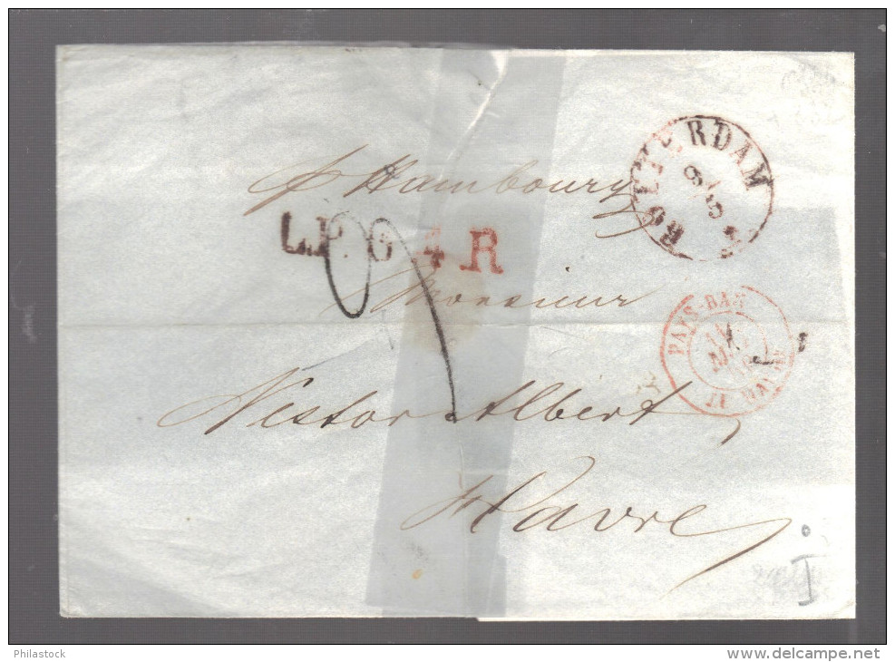 PAYS BAS 1856  Marque Postale Taxée De Rotterdam Pour La France - Briefe U. Dokumente