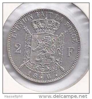 Leopold II 2 Franken Zilver 1867 Franstalig PRACHTIG - SUPERB + - 2 Francs